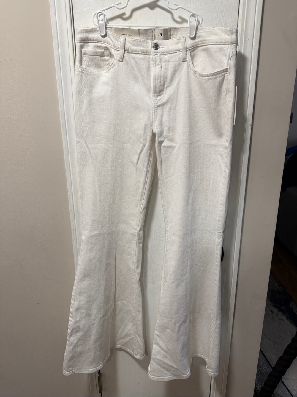 7 For All Mankind White Flare Jeans 33 inseam